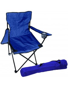 Chaise de pêcheur Chaise de camping pliable avec porte-gobelet et sac Bleu