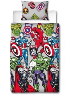 Housse de Couette Avengers Captain America, Thor, Hulk et Iron Man