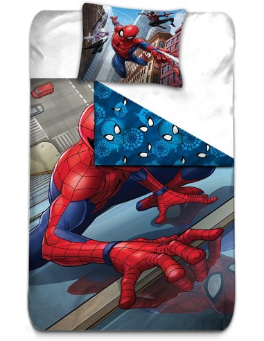 Spiderman Housse de Couette réversible avec Taie d'oreiller, Microfibre, Rouge, 200x140 cm