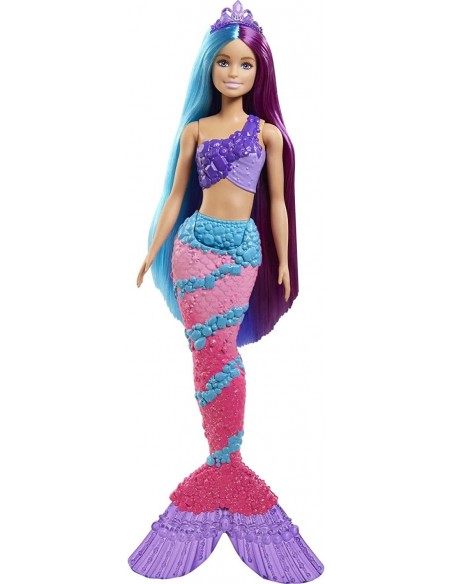 Barbie poupée Sirène Cheveux Longs Fantastiques bicolores avec brosse