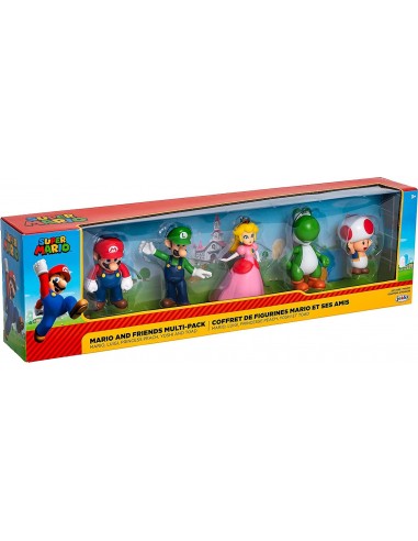 Coffret 5 Figurines super Mario,Mario, Luigi, Princesse Peach, Yoshi et Toad