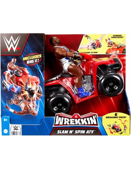 WWE, Coffret Dérapage Véhicule Tout-Terrain Wrekkin et 1 figurine articulée de catch Big E
