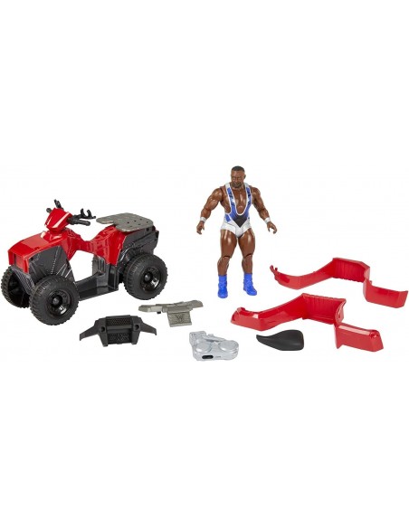 WWE, Coffret Dérapage Véhicule Tout-Terrain Wrekkin et 1 figurine articulée de catch Big E