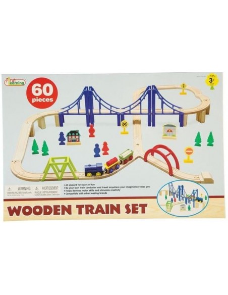 Circuit de train en bois 60 piéces