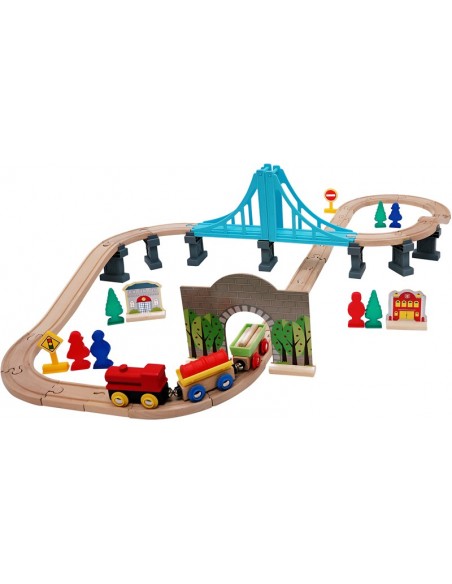 Baril Train Bois 60 Pièces
