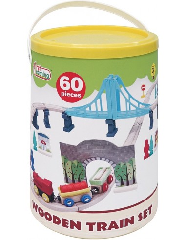 Baril Train Bois 60 Pièces