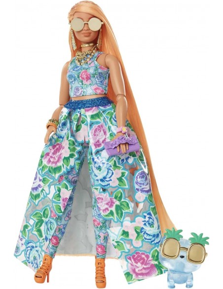 Coffret poupée Barbie extra avec Tenue Deux pièces à Fleurs