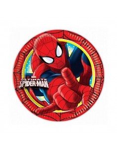 8 Assiettes en carton Spiderman 19 cm